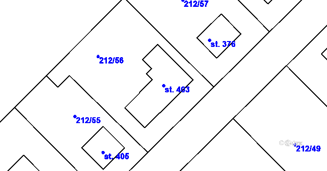 Parcela st. 403 v KÚ Vícov, Katastrální mapa