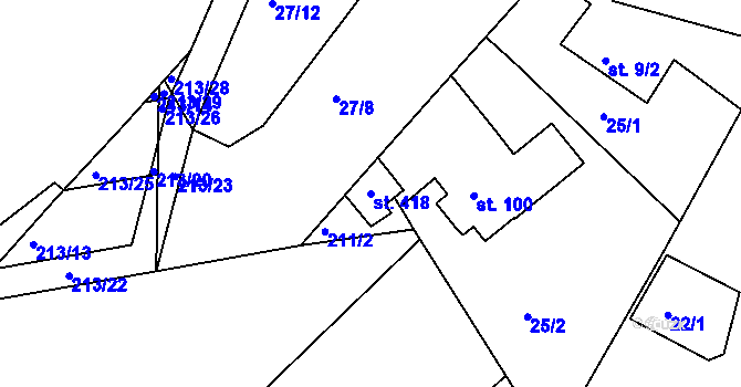 Parcela st. 418 v KÚ Vícov, Katastrální mapa