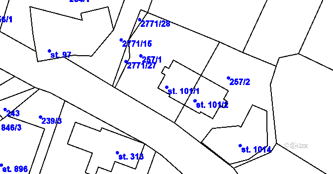 Parcela st. 101/1 v KÚ Vidče, Katastrální mapa