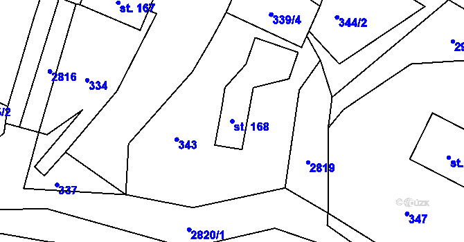 Parcela st. 168 v KÚ Vidče, Katastrální mapa