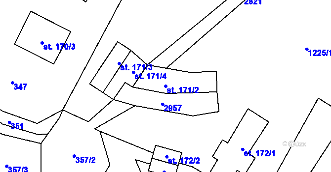 Parcela st. 171/2 v KÚ Vidče, Katastrální mapa