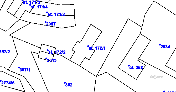 Parcela st. 172/1 v KÚ Vidče, Katastrální mapa