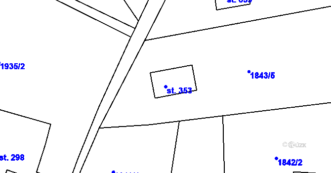 Parcela st. 353 v KÚ Vidče, Katastrální mapa