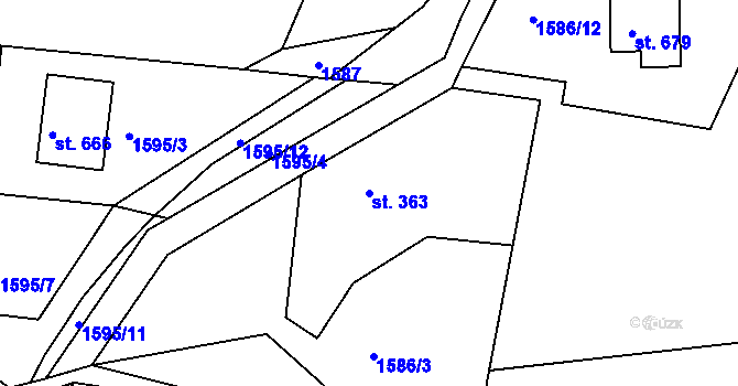 Parcela st. 363 v KÚ Vidče, Katastrální mapa