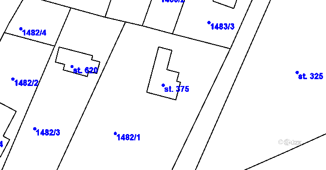Parcela st. 375 v KÚ Vidče, Katastrální mapa