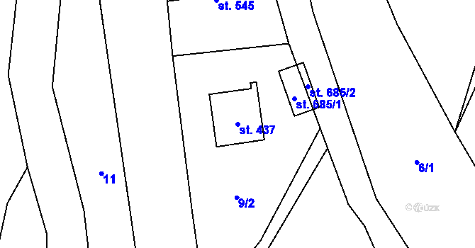 Parcela st. 437 v KÚ Vidče, Katastrální mapa