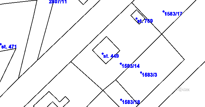 Parcela st. 449 v KÚ Vidče, Katastrální mapa