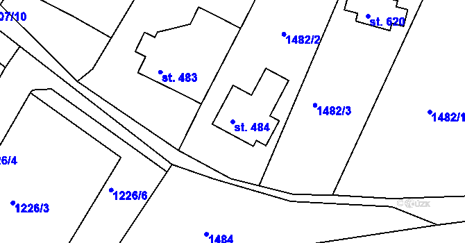 Parcela st. 484 v KÚ Vidče, Katastrální mapa