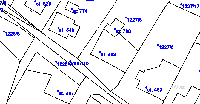 Parcela st. 498 v KÚ Vidče, Katastrální mapa
