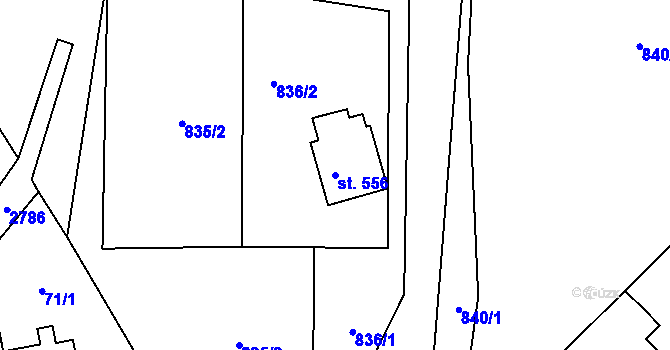 Parcela st. 556 v KÚ Vidče, Katastrální mapa
