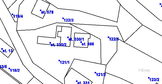 Parcela st. 688 v KÚ Vidče, Katastrální mapa