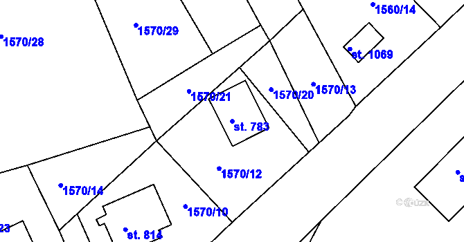 Parcela st. 783 v KÚ Vidče, Katastrální mapa