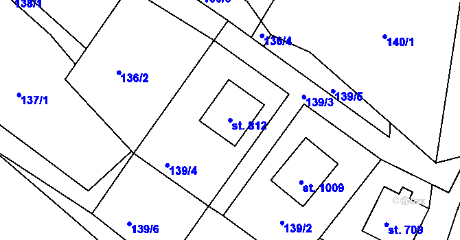 Parcela st. 812 v KÚ Vidče, Katastrální mapa