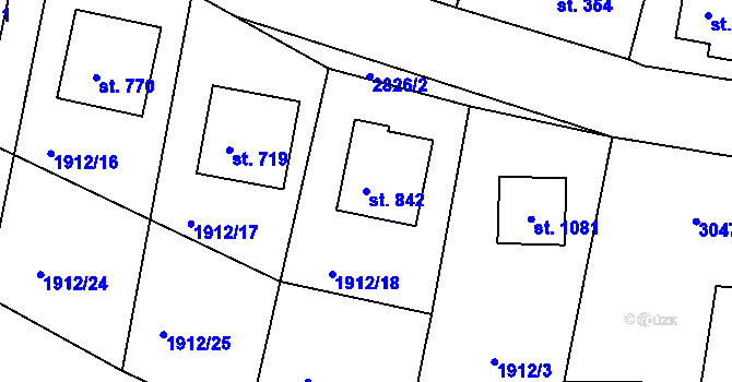 Parcela st. 842 v KÚ Vidče, Katastrální mapa