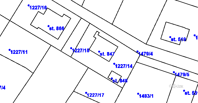 Parcela st. 847 v KÚ Vidče, Katastrální mapa