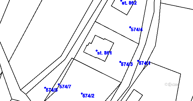 Parcela st. 861 v KÚ Vidče, Katastrální mapa