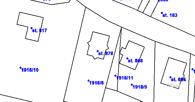Parcela st. 878 v KÚ Vidče, Katastrální mapa