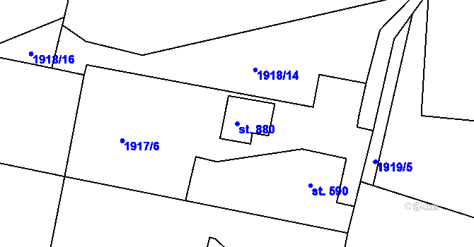 Parcela st. 880 v KÚ Vidče, Katastrální mapa