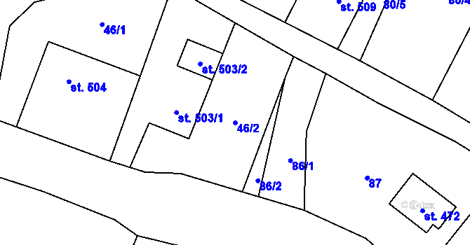 Parcela st. 46/2 v KÚ Vidče, Katastrální mapa