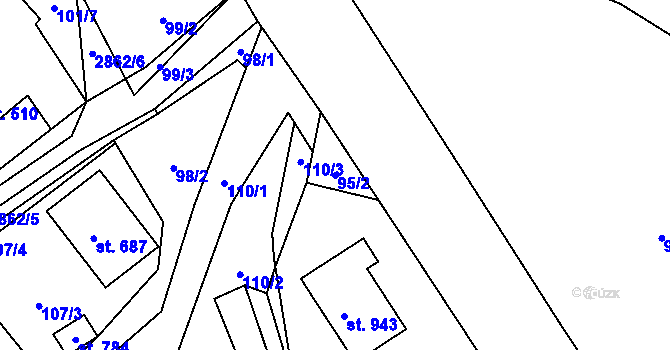 Parcela st. 95/2 v KÚ Vidče, Katastrální mapa