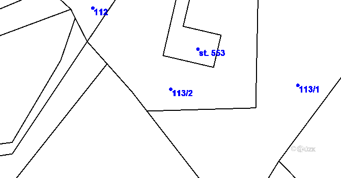 Parcela st. 113/2 v KÚ Vidče, Katastrální mapa