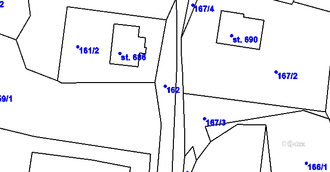 Parcela st. 162 v KÚ Vidče, Katastrální mapa