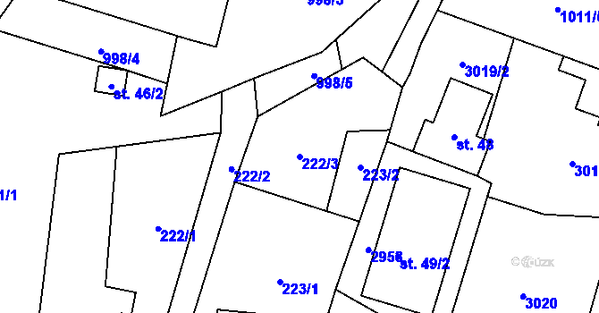Parcela st. 222/3 v KÚ Vidče, Katastrální mapa