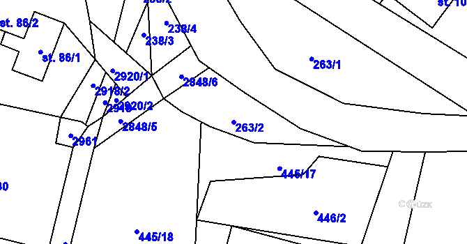Parcela st. 263/2 v KÚ Vidče, Katastrální mapa