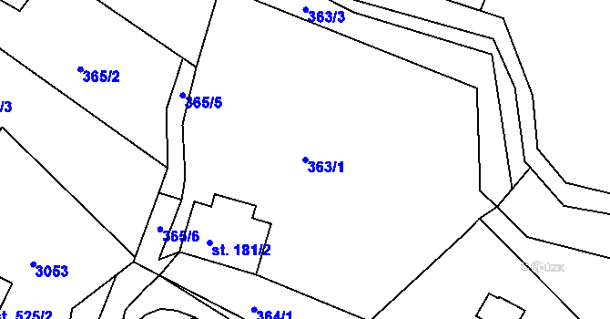 Parcela st. 363/1 v KÚ Vidče, Katastrální mapa