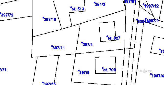 Parcela st. 397/4 v KÚ Vidče, Katastrální mapa