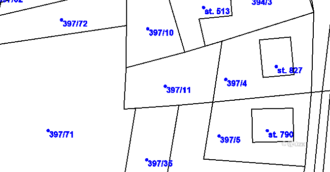 Parcela st. 397/11 v KÚ Vidče, Katastrální mapa
