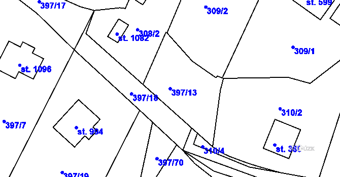 Parcela st. 397/13 v KÚ Vidče, Katastrální mapa