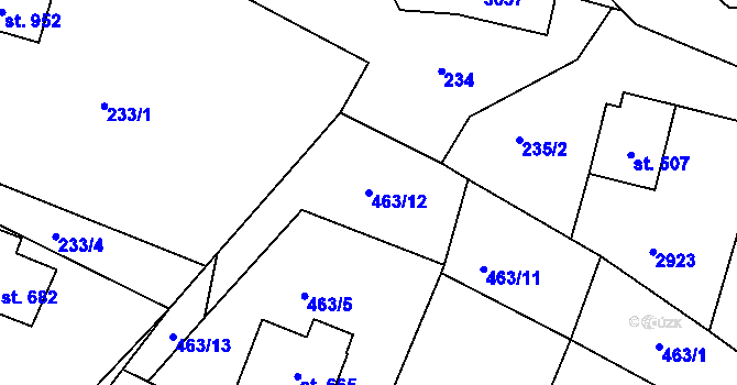 Parcela st. 463/12 v KÚ Vidče, Katastrální mapa