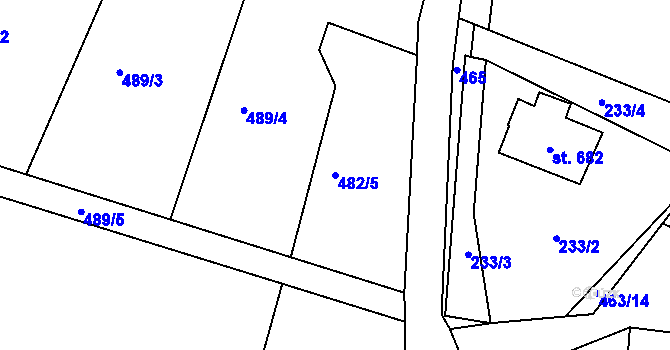 Parcela st. 482/5 v KÚ Vidče, Katastrální mapa