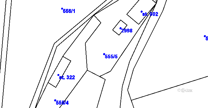 Parcela st. 555/5 v KÚ Vidče, Katastrální mapa