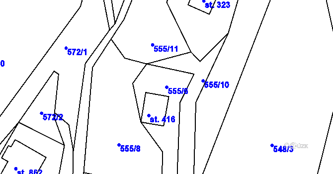 Parcela st. 555/6 v KÚ Vidče, Katastrální mapa