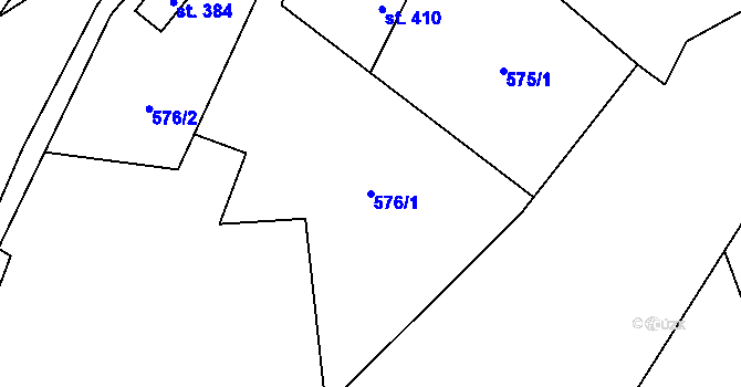 Parcela st. 576/1 v KÚ Vidče, Katastrální mapa
