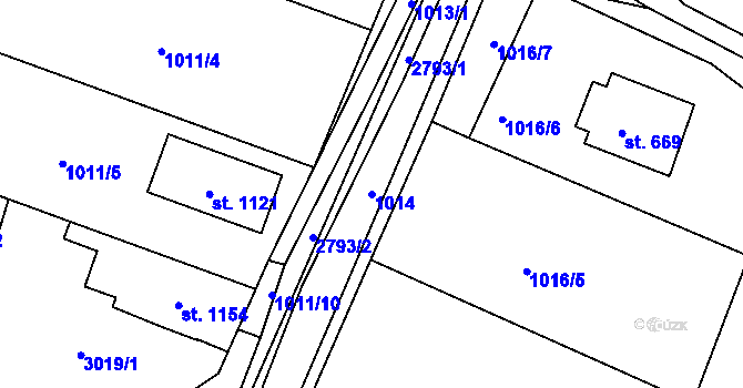 Parcela st. 1014 v KÚ Vidče, Katastrální mapa