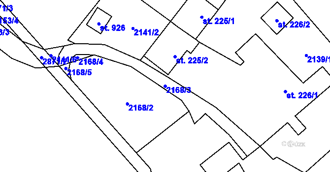 Parcela st. 2168/3 v KÚ Vidče, Katastrální mapa