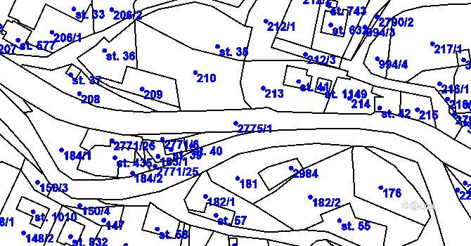 Parcela st. 2775/1 v KÚ Vidče, Katastrální mapa