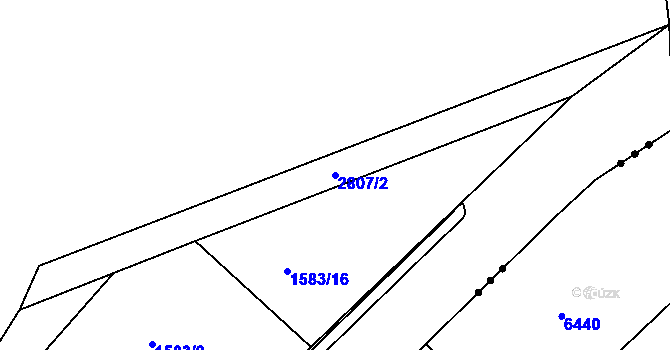 Parcela st. 2807/2 v KÚ Vidče, Katastrální mapa