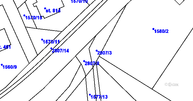 Parcela st. 2807/3 v KÚ Vidče, Katastrální mapa