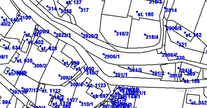 Parcela st. 2906/1 v KÚ Vidče, Katastrální mapa