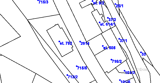 Parcela st. 2914 v KÚ Vidče, Katastrální mapa