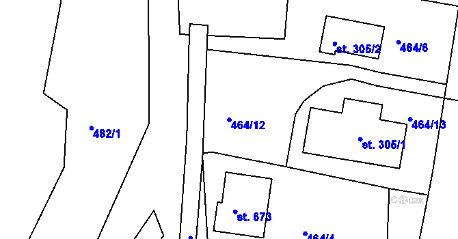 Parcela st. 464/12 v KÚ Vidče, Katastrální mapa