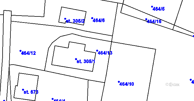 Parcela st. 464/13 v KÚ Vidče, Katastrální mapa