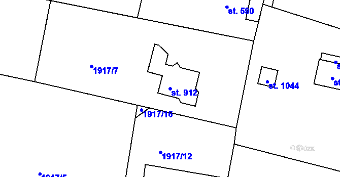 Parcela st. 912 v KÚ Vidče, Katastrální mapa