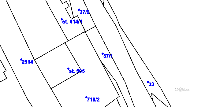 Parcela st. 37/1 v KÚ Vidče, Katastrální mapa