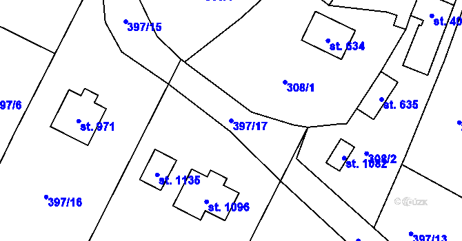 Parcela st. 397/17 v KÚ Vidče, Katastrální mapa