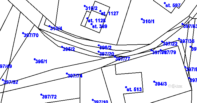 Parcela st. 397/20 v KÚ Vidče, Katastrální mapa
